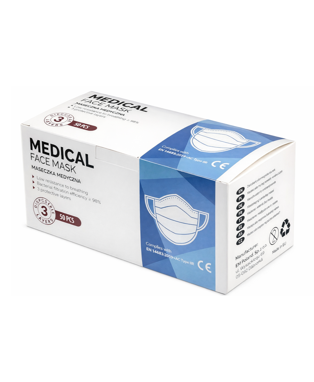 EM Medizinische Einwegmaske TYP 2R 50er-Pack MHD 09/29