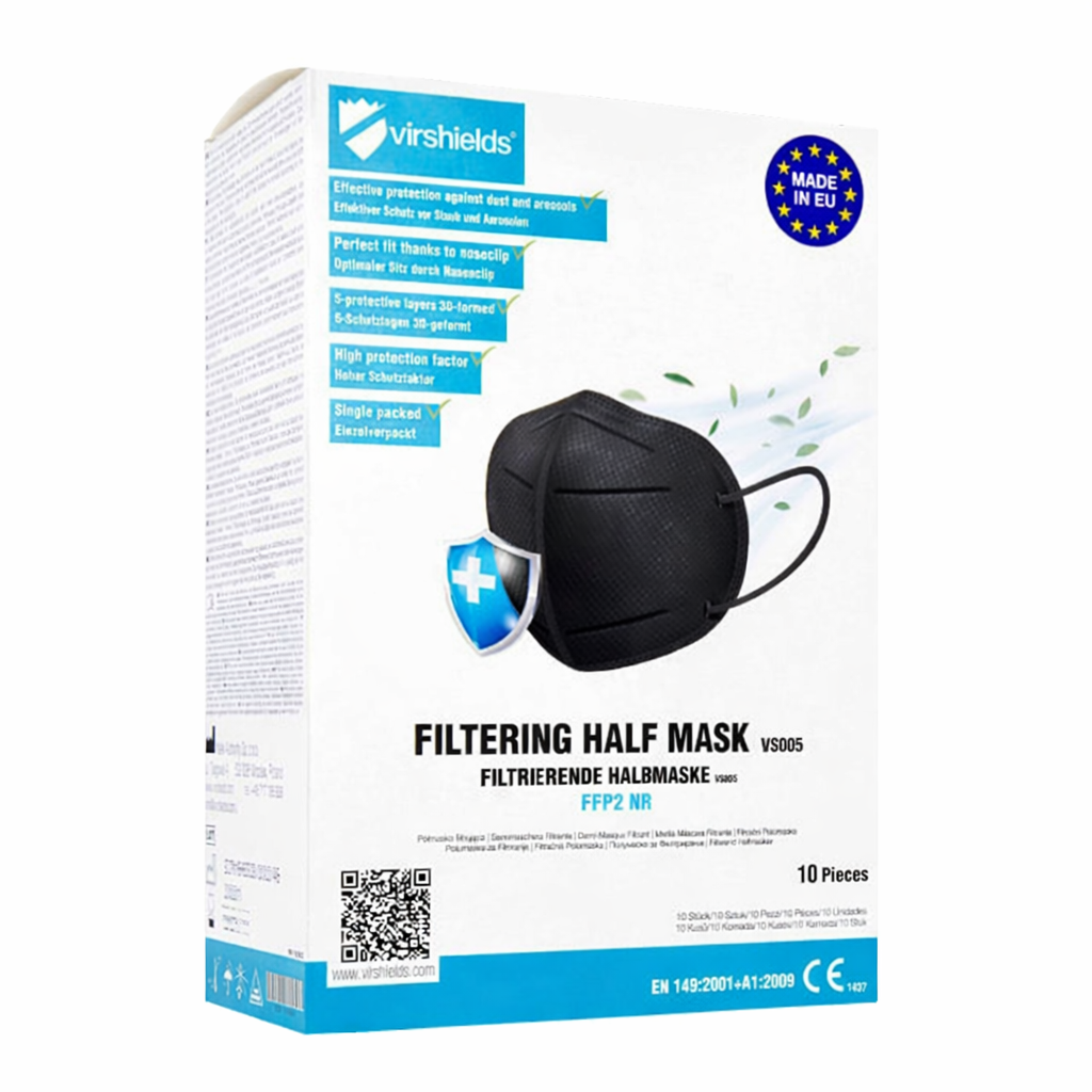Virshields FFP2-Maske Schwarz 10er-Pack MHD 01/28